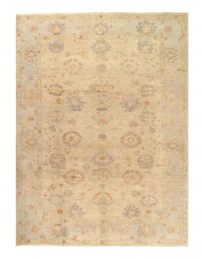 Canvello Turkish Oushak Hand-Knotted Wool Ivory Area Rug - 10' x 13'