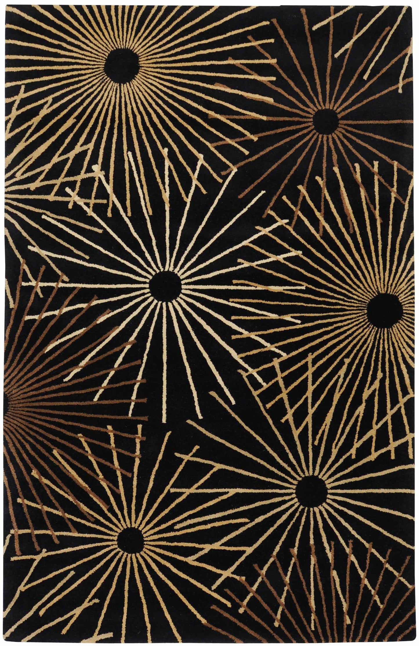 Clover Black Modern Wool Rug