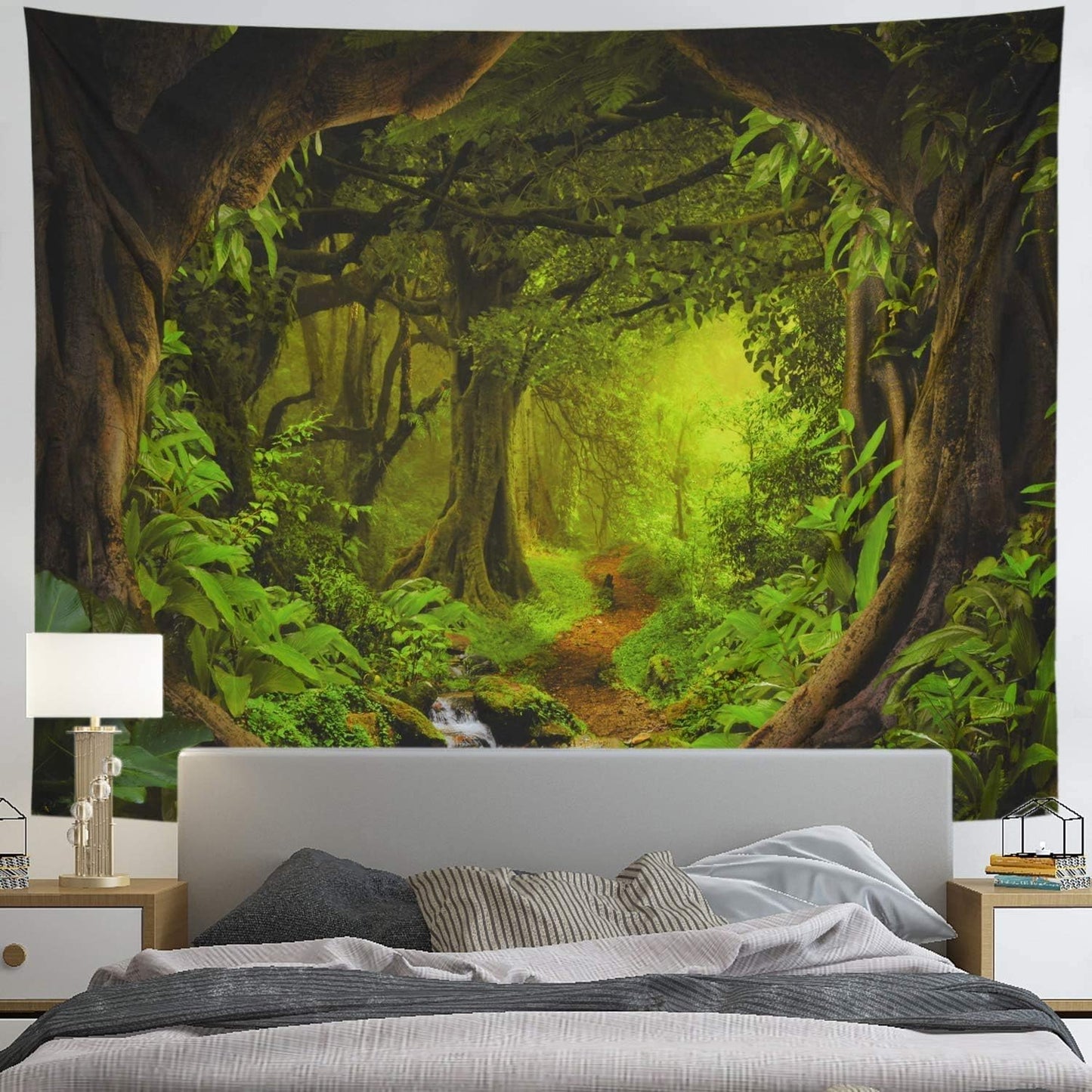 Forest Treetapestry Tree of Life Tapestries Nature Landscape Wall Decor Stream through Rainforest Tapestry Wall Hanging for Living Room