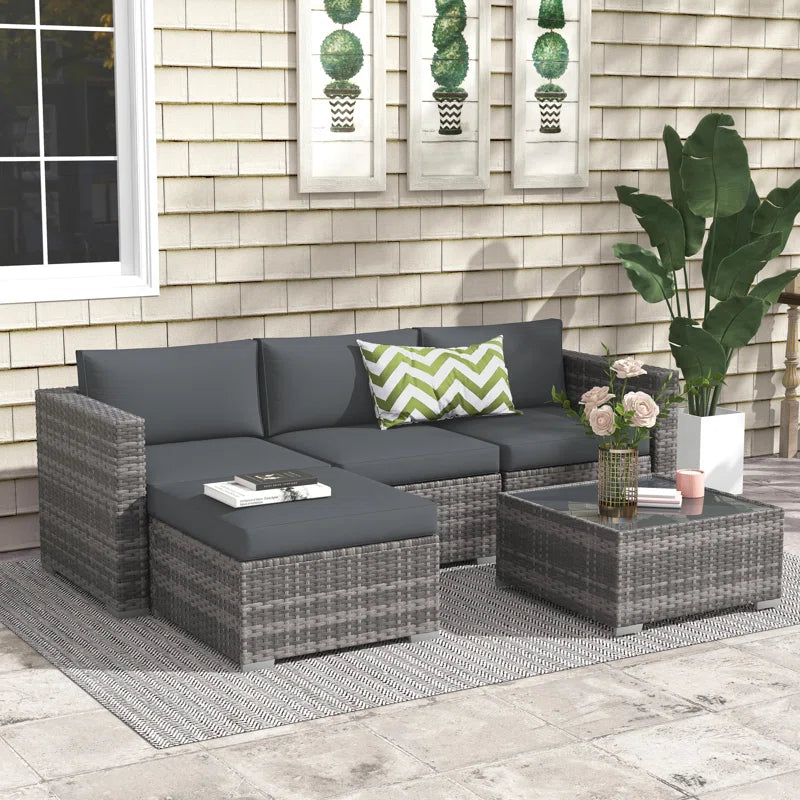 Abler Wicker 3 - Person Modular Patio Conversation Set with Cushions