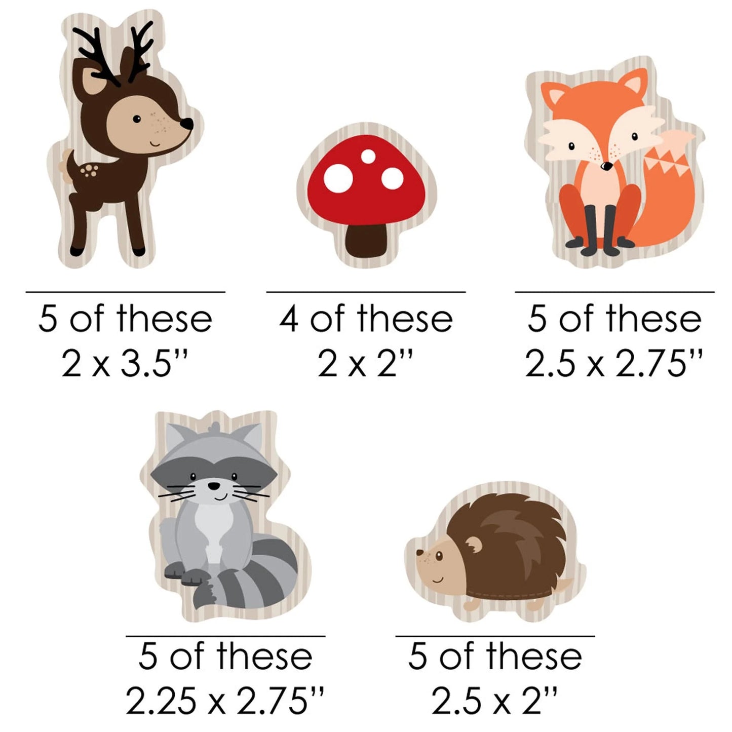 Woodland Creatures - DIY Shaped Baby Shower or Birthday Party Cut-Outs - 24 Count