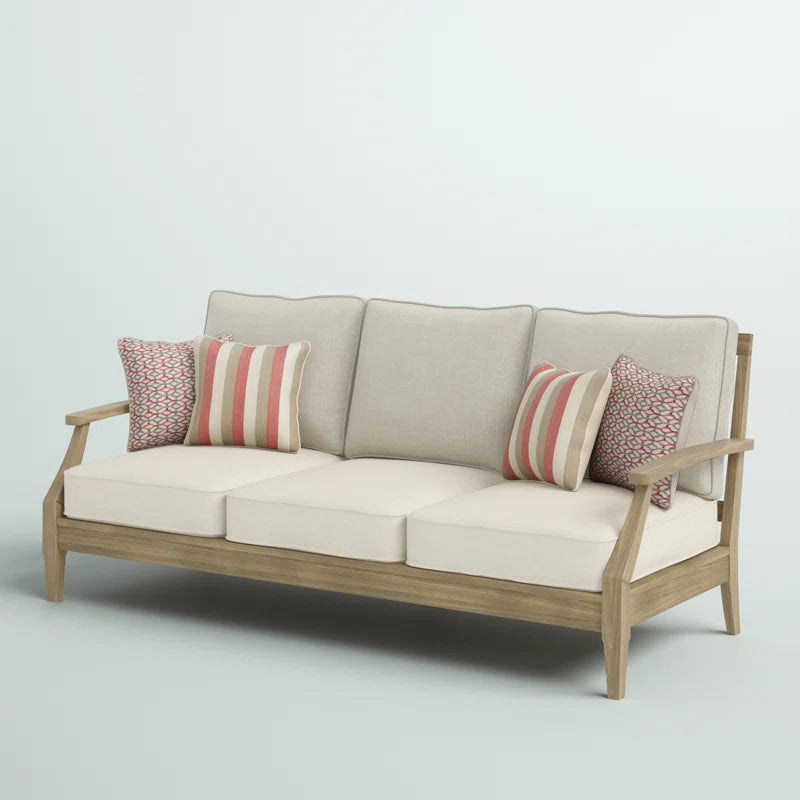 Arikka 81'' Wide Straight Eucalyptus Patio Sofa with Cushions