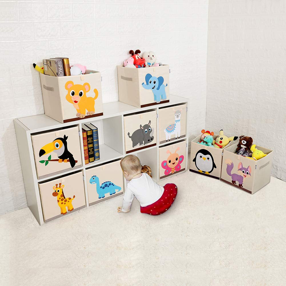 Foldable Animal Cube Storage Bins Fabric Toy Box/Chest/Organizer for Kids Nursery, 13 Inch (Fox)