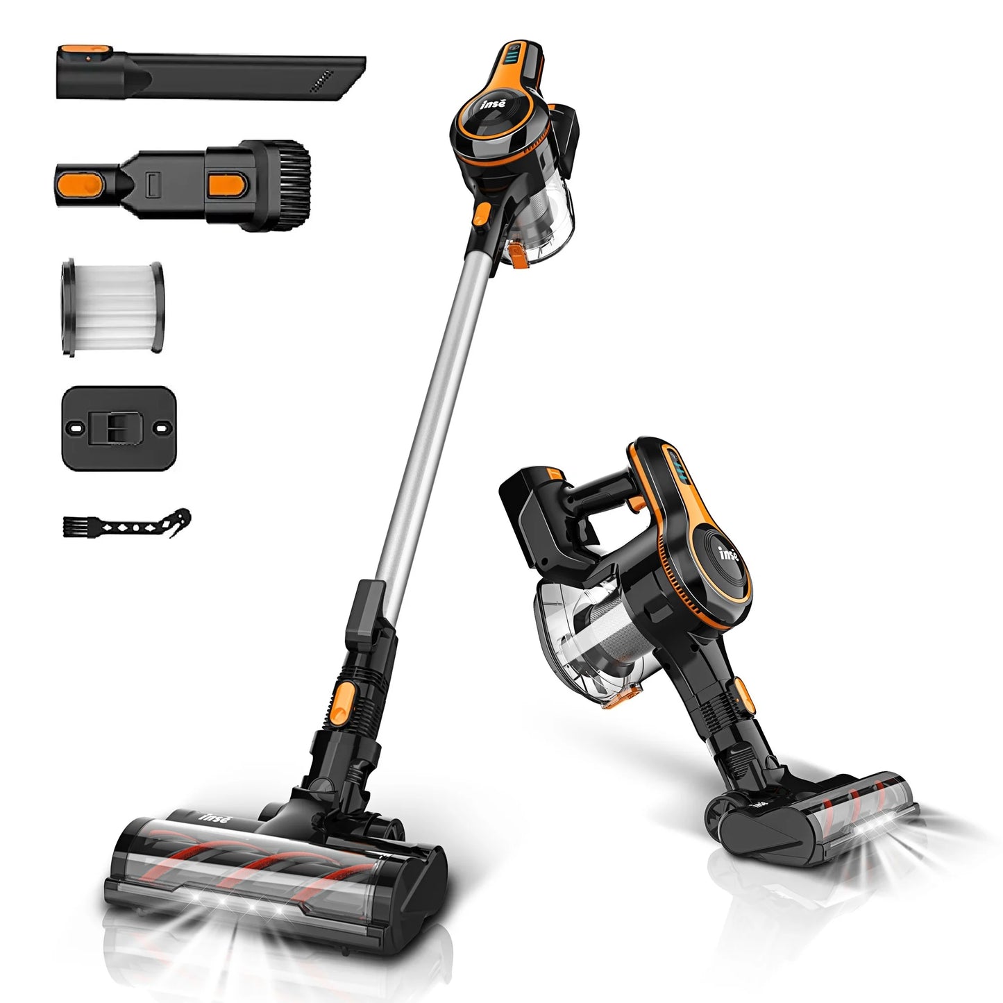 Cordless Vacuum Cleaner,25Kpa Powerful Stick Vacuum,6-In-1 Rechargeable Vacuum with 2500Mah Battery up to 45Mins Runtime,300W Brushless Motor Cordless Vacuum for Pet Hair Hard Floor Carpet