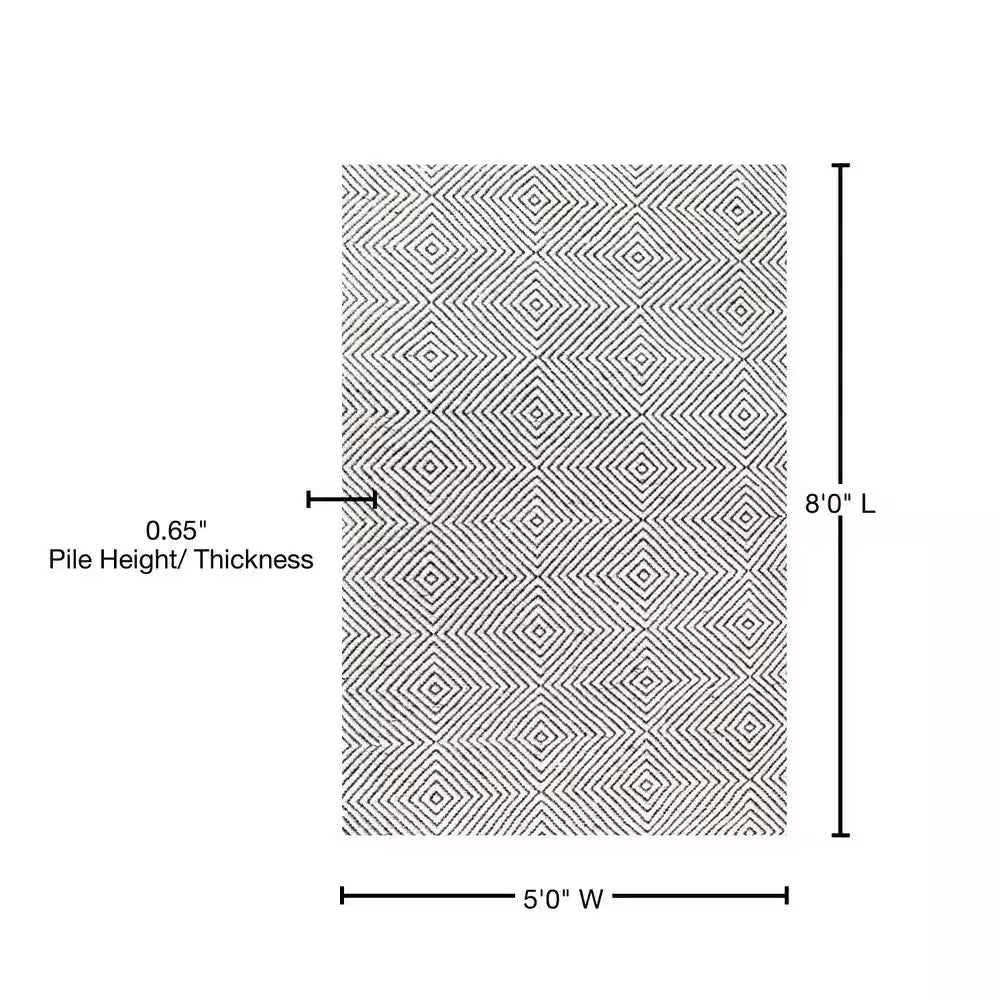 Agoja Contemporary Diamonds Ivory 5 Ft. X 8 Ft. Area Rug