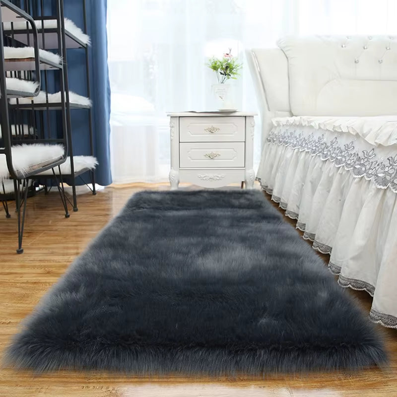 Living Room Fur Carpet Plush Soft Sheepskin Floor Mats Modern Home Decor Bedroom Blankets Imitation Wool Pad White Rugs Doormat