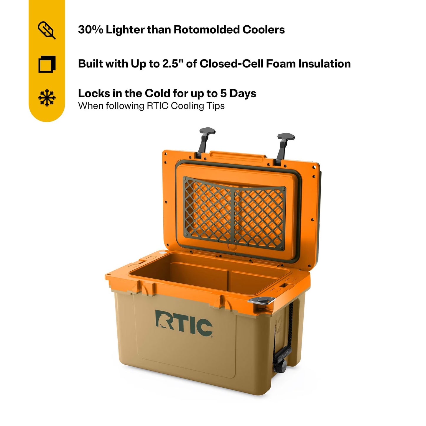Ultra-Light 52 Qt Hard-Sided Ice Chest Cooler, Fits 76 Cans, Trailblazer