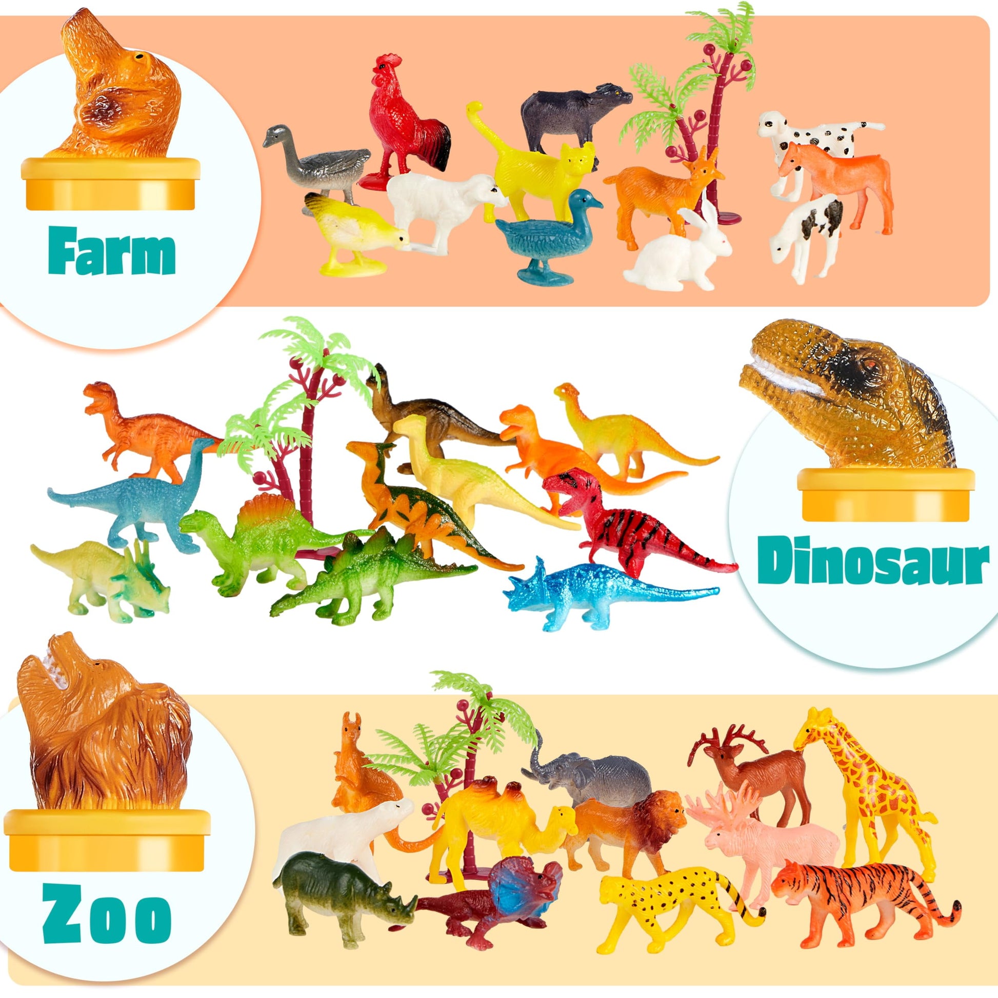 69Pcs Small Animal Figures, Assorted Mini Plastic Animal Toy, Tiny Little Animals for Sensory Bin, Birthday Party Favor for Kids Toddler Aged 3-8
