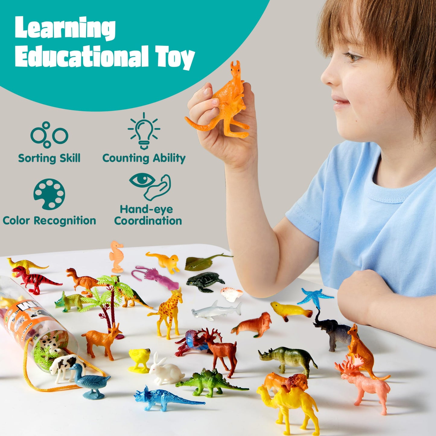 69Pcs Small Animal Figures, Assorted Mini Plastic Animal Toy, Tiny Little Animals for Sensory Bin, Birthday Party Favor for Kids Toddler Aged 3-8