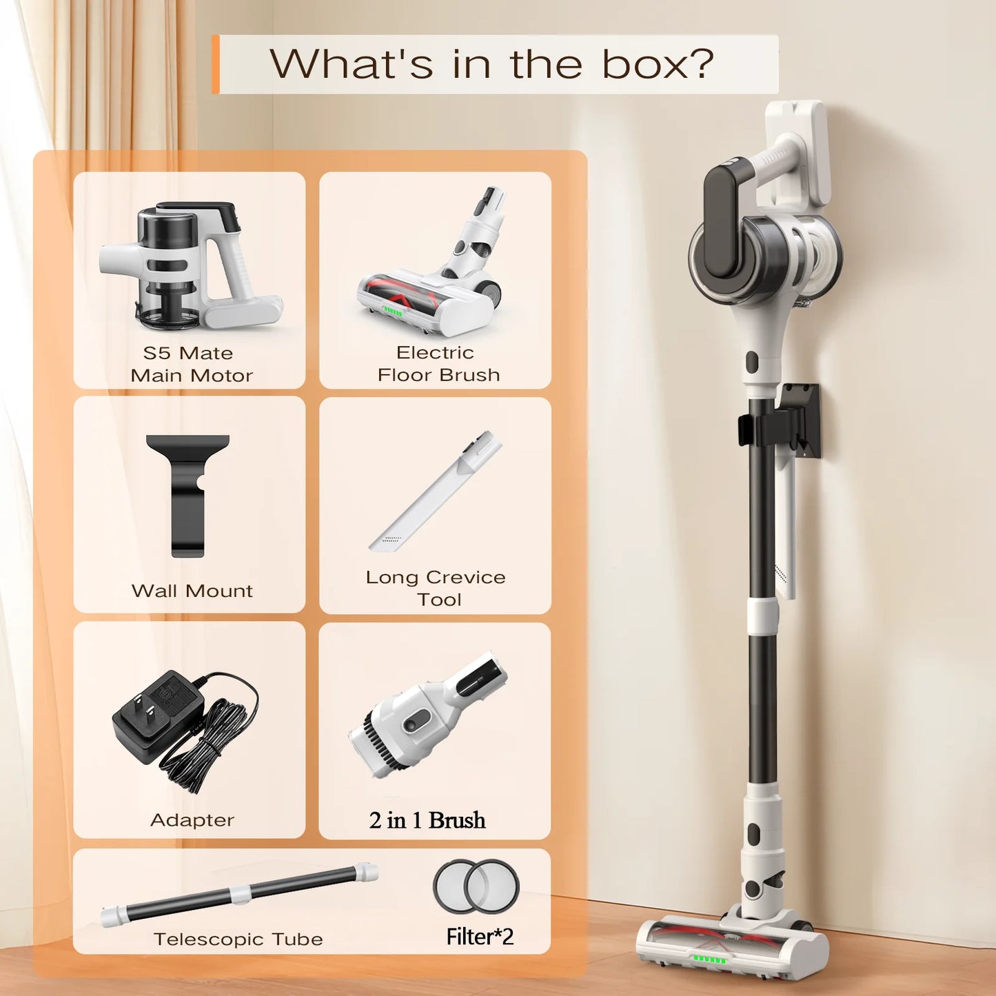 Lightweight Vacuum Cleaner, 6-In-1 Cordless Stick Vacuum Cleaner,Ideal for Hardfloors