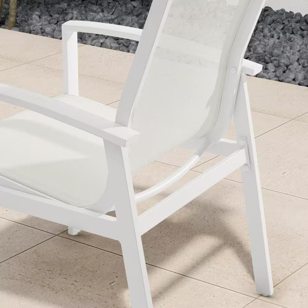 Cooper Springs White 5-Piece Aluminum Commercial Grade Sling Outdoor Dining Set