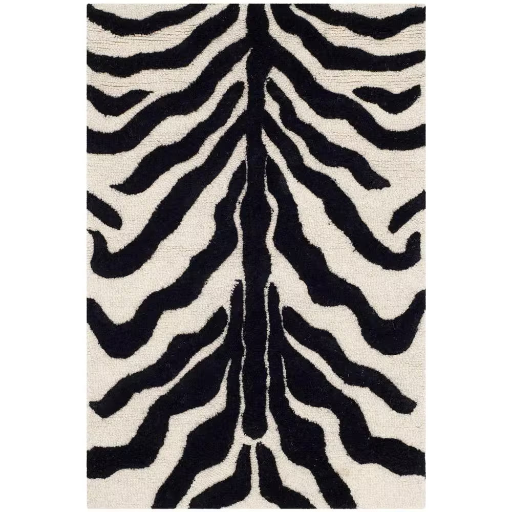 Cambridge Ivory/Black Doormat 3 Ft. X 5 Ft. Animal Print Area Rug