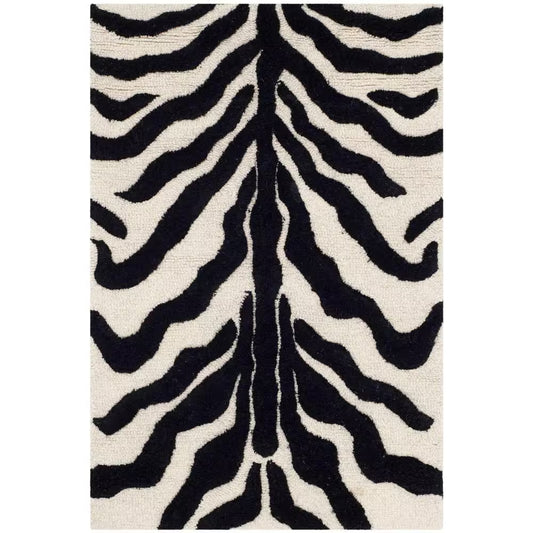 Cambridge Ivory/Black Doormat 3 Ft. X 5 Ft. Animal Print Area Rug