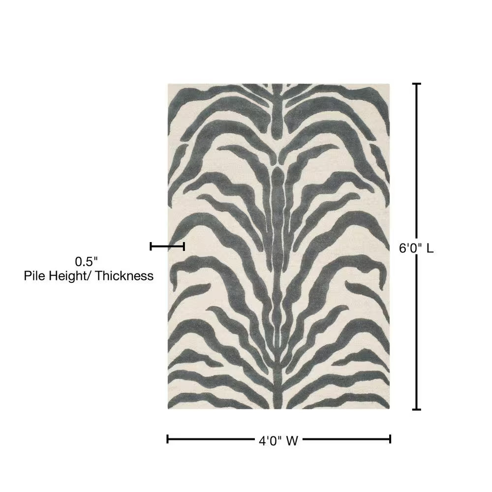 Cambridge Ivory/Dark Gray 4 Ft. X 6 Ft. Animal Print Area Rug