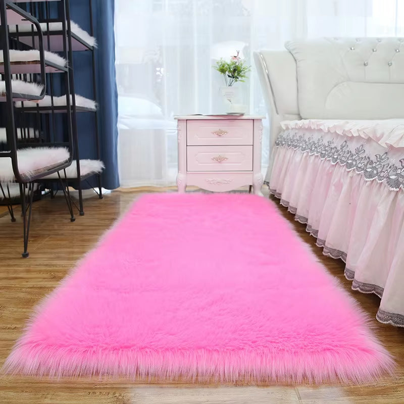 Living Room Fur Carpet Plush Soft Sheepskin Floor Mats Modern Home Decor Bedroom Blankets Imitation Wool Pad White Rugs Doormat