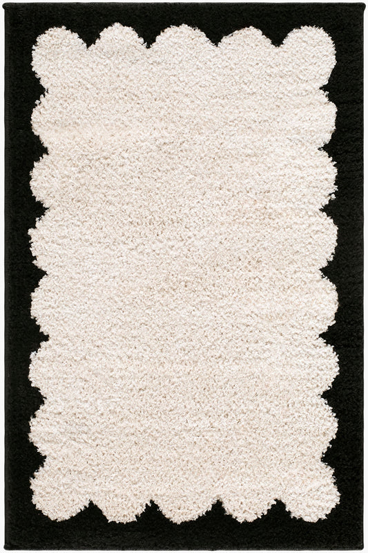 Dawa Cream Border  Machine Woven Polyester Washable Area Rug
