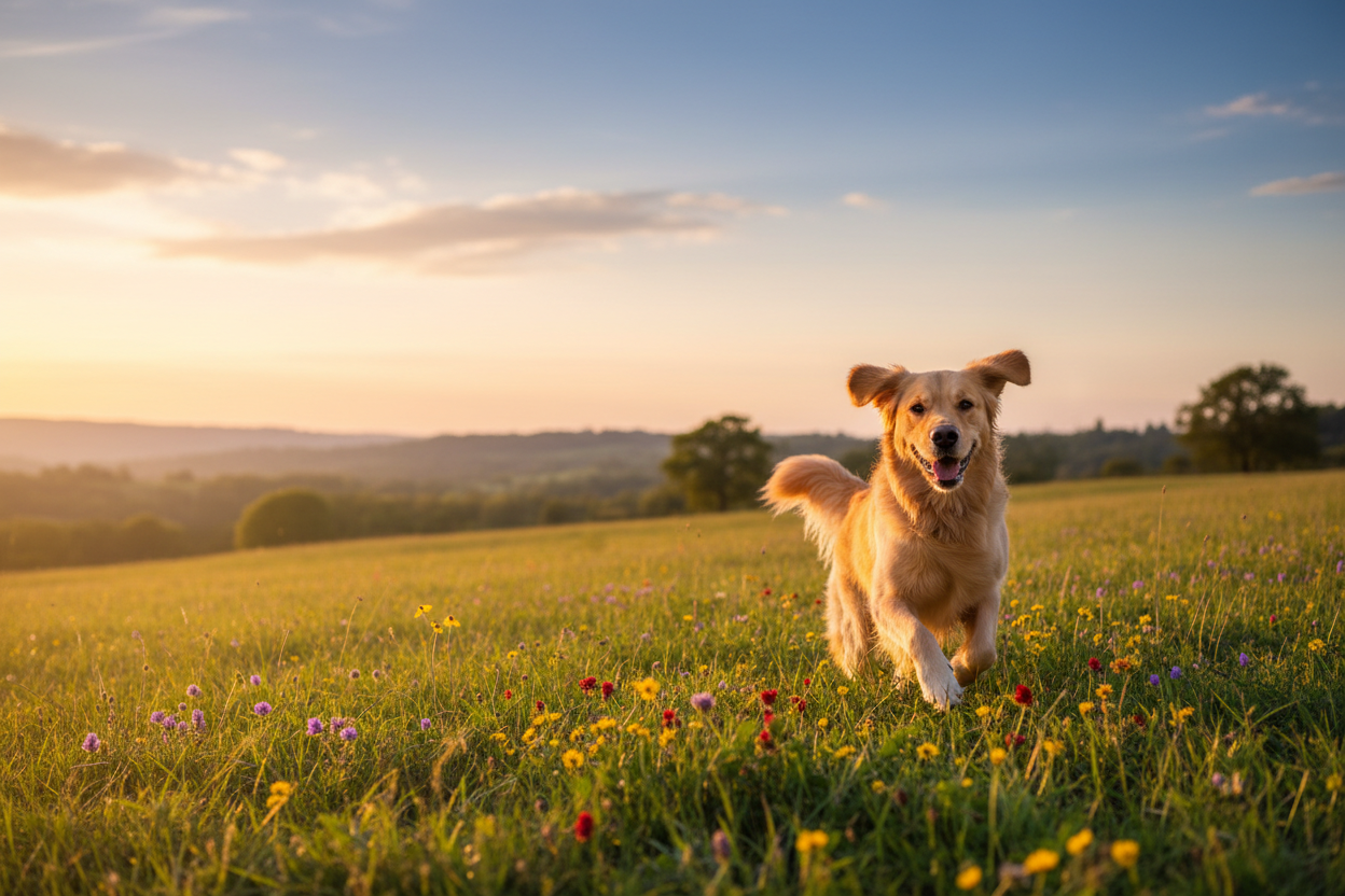 Playful pet in outdoor nature setting