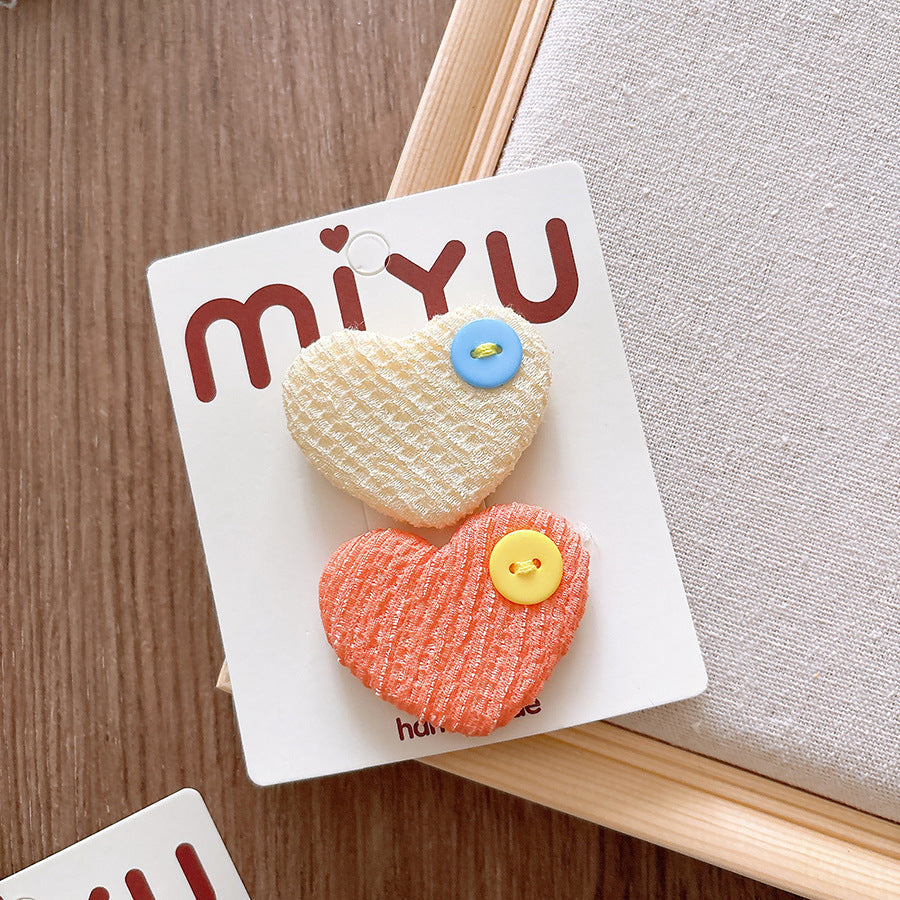 Collection of Versatile Sweet Candy-Colored Love Heart Fabric Hair Clips