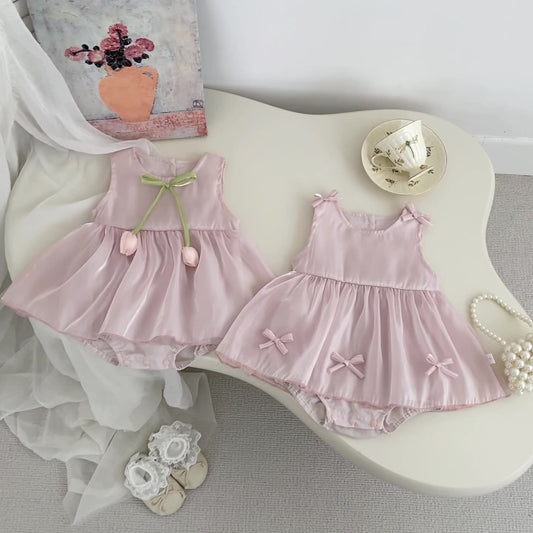 Summer Arrival Baby Girls Cute Pink Sleeveless Crew Neck bodysuit