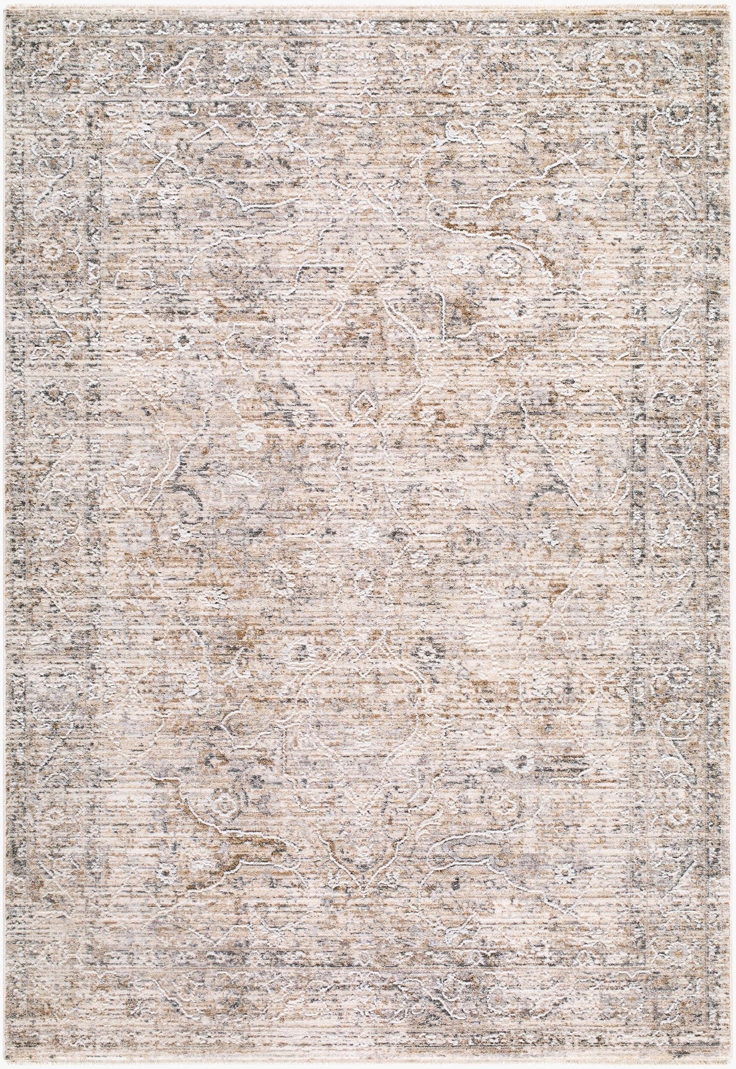 Pinee Light Gray Persian Machine Woven Polyester Area Rug