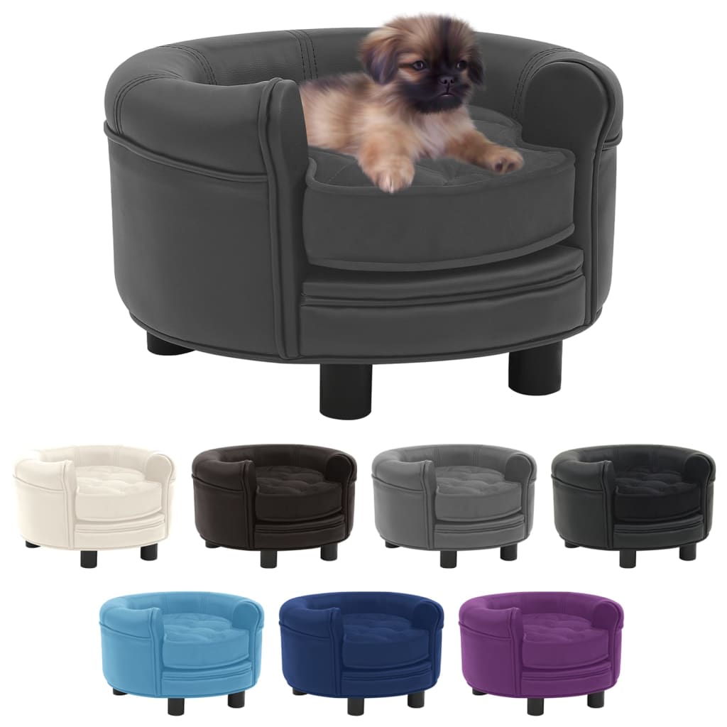 vidaXL Dog Sofa Puppy Couch Bed with Washable Cover Plush and Faux Leather